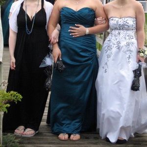 Teal Satin Mermaid Prom Dress